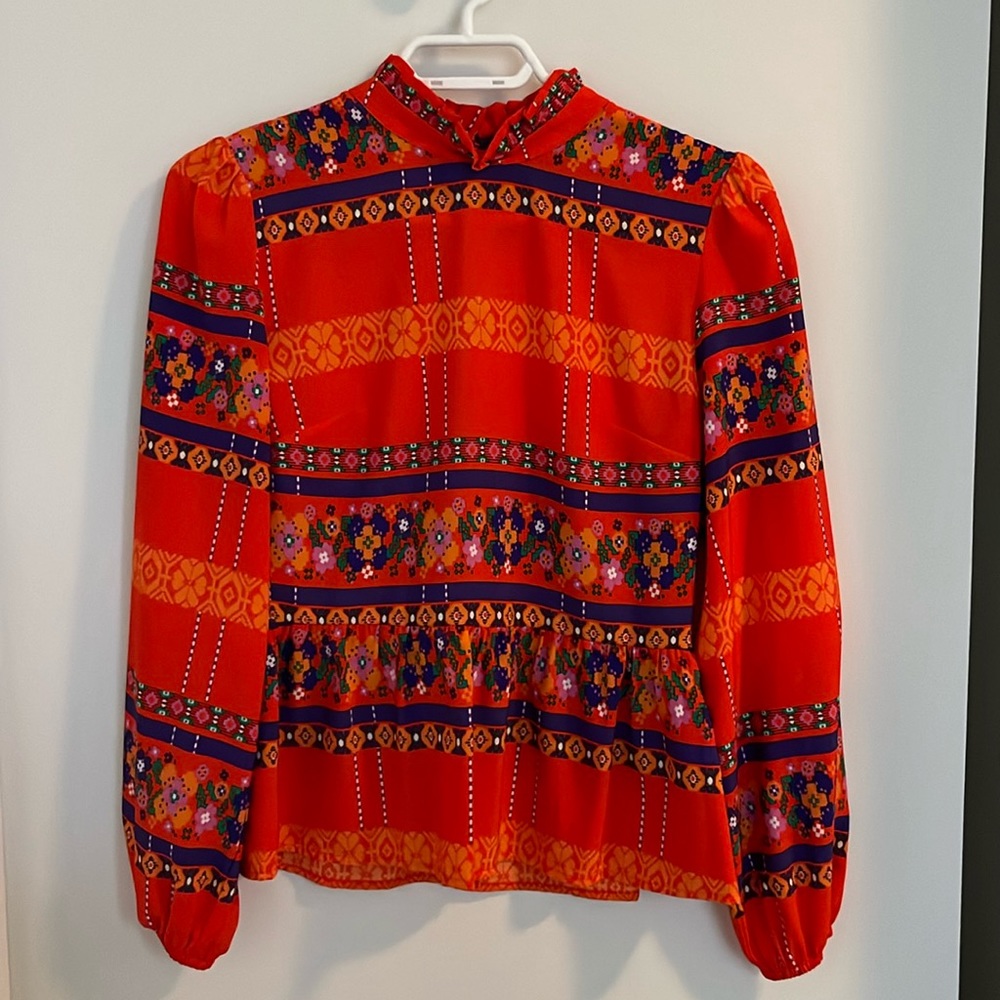 Open Back Printed Blouse